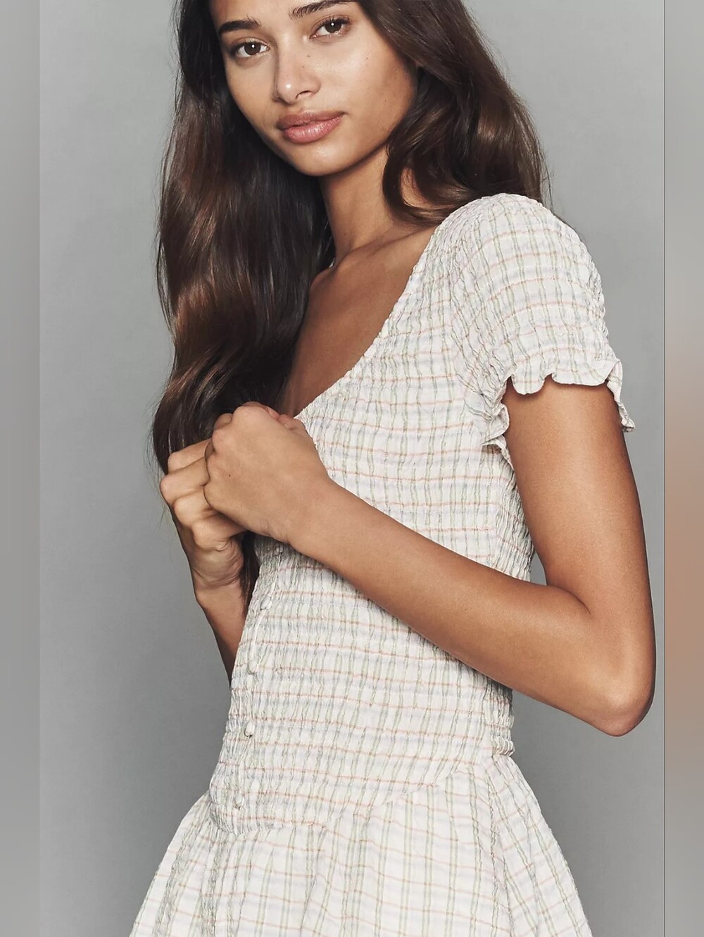 NWT By Anthropologie Short-Sleeve Smocked Midi Dress Size Xs
